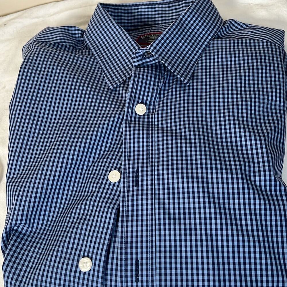 NEW Untuckit Shepherds Check Blue & Black Button up Dress shirt Size Small
